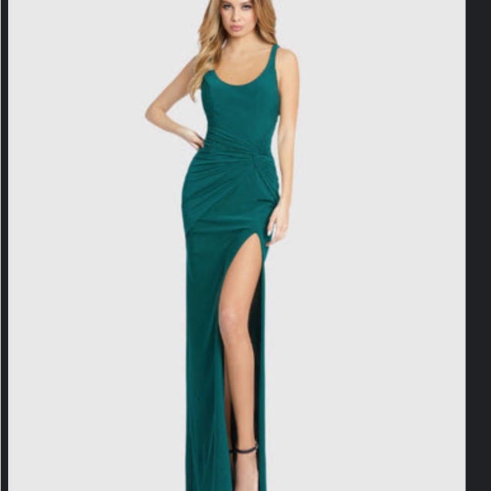 Mac Duggal Teal Maxi Dress with Slit